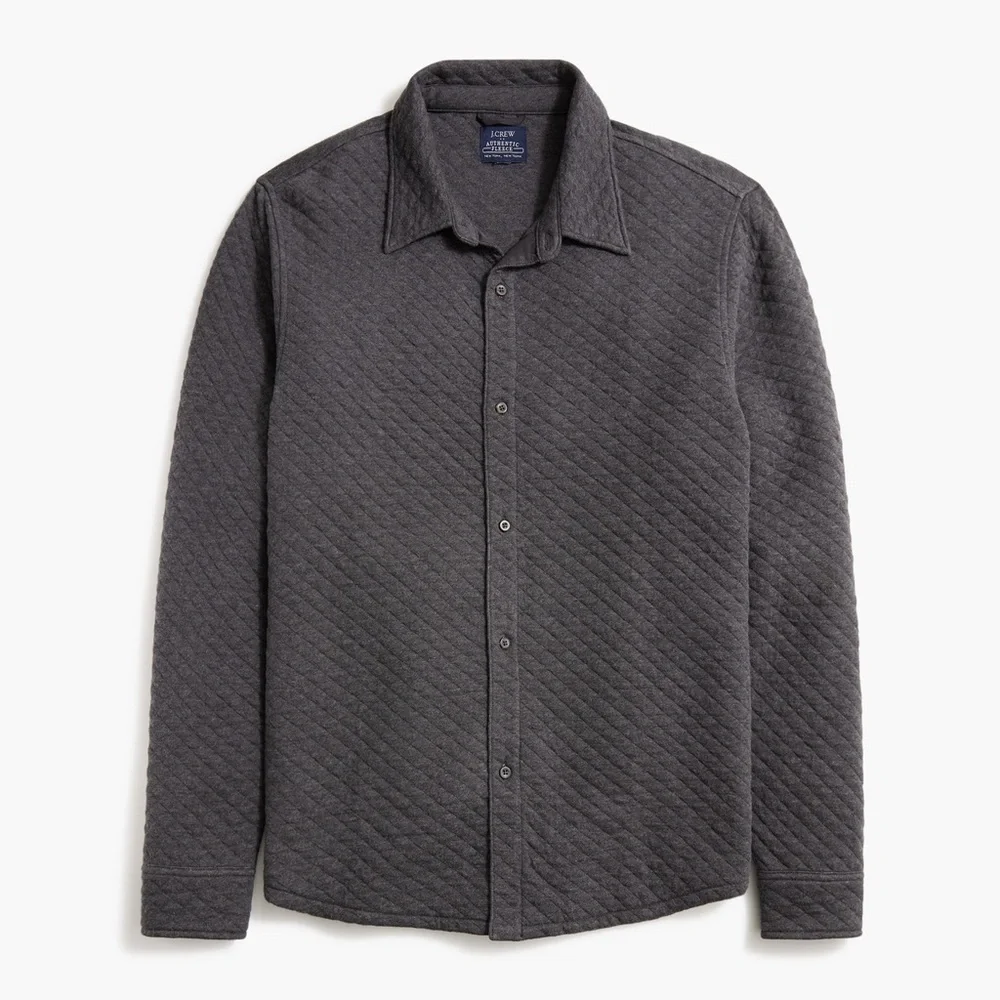 J Crew Mens Dark Gray Quilted Shirt Jacket XXL